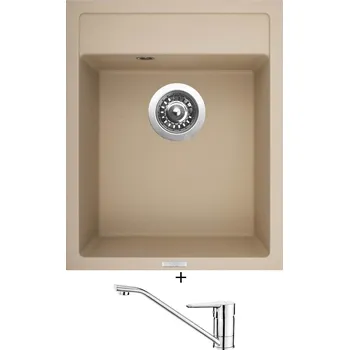 Granitový dřez Granitový dřez SET Sinks CLASSIC 400 sahara + Deante CORIO BFC 060M chrom