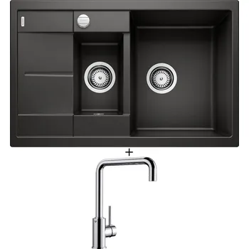 Granitový dřez SET Blanco METRA 6 S Compact černá s excentrem 525925 + Blanco MILI chrom 519413