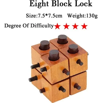 Hlavolam Dřevěný hlavolam - Osmiblokový zámek