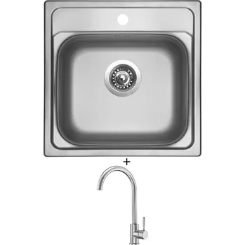 Nerezový dřez Nerezový dřez SET Sinks MANAUS 480 V nerez leštěný + Deante LIMA BBM F62M nerez
