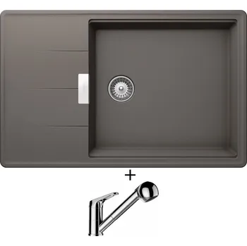 Granitový dřez Granitový dřez SET Schock TIA D-100LS Silverstone + Schock COSMO 525122 chrom