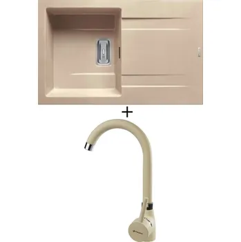 Granitový dřez Granitový dřez SET Pyramis KARTESIO (79x50) 1B 1D béžová + Pyramis BELLO béžová