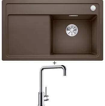 Kuchyňský dřez Granitový dřez SET Blanco ZENAR 45 S kávová 523798 + Blanco MILI chrom 519413