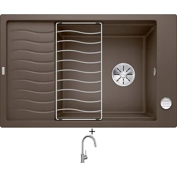 Granitový dřez SET Blanco ELON XL 6 S kávová + excentrické ovládání + Blanco MIDA-S chrom 521454