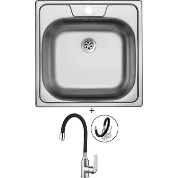 Nerezový dřez Nerezový dřez SET Sinks CLASSIC 480 M nerez matný + Kuchinox ELZA BKE 761D chrom/černá