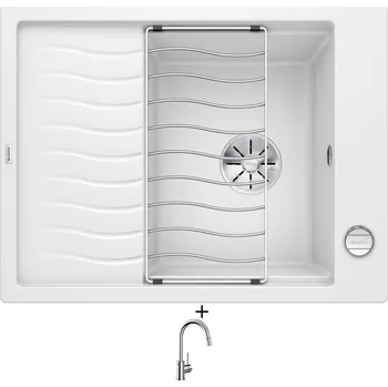Granitový dřez Granitový dřez SET Blanco ELON 45 S bílá + excentrické ovládání + Blanco MIDA-S chrom 521454