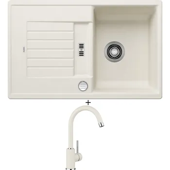 Kuchyňský dřez Granitový dřez SET Blanco ZIA 45 S bílá soft + excentrické ovládání + Blanco MIDA bílá soft 526966