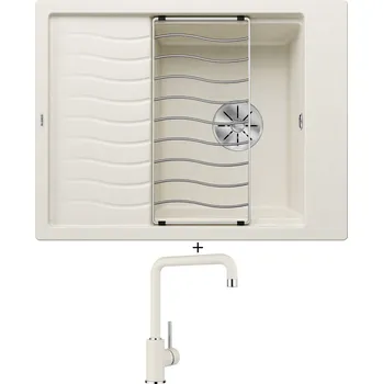 Granitový dřez Granitový dřez SET Blanco ELON 45 S bílá soft 527067 + odkapová mřížka + Blanco MILI bílá soft 527461