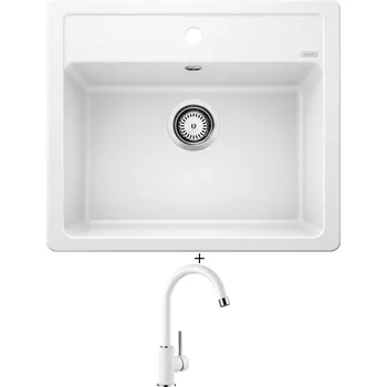 Kuchyňský dřez Granitový dřez SET Blanco LEGRA 6 bílá 523334 + Blanco MIDA bílá 519418