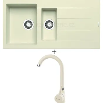 Granitový dřez Granitový dřez SET Pyramis ATHLOS (100x50) 1 1/2B 1D vanilka + Pyramis BELLO vanilka