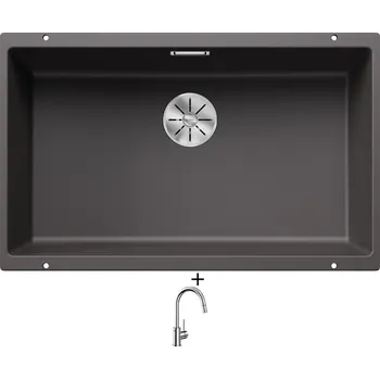 Granitový dřez Dřez pod desku SET Blanco SUBLINE 700 U šedá skála 523443 + Blanco MIDA-S chrom 521454
