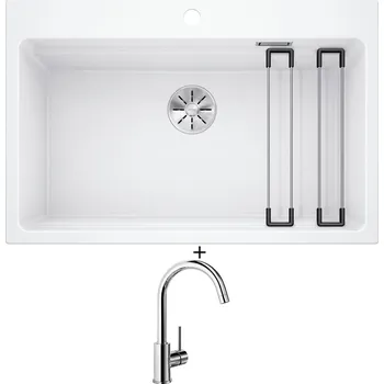 Granitový dřez Granitový dřez SET Blanco ETAGON 8 bílá 525191 + Blanco MIDA chrom 517742