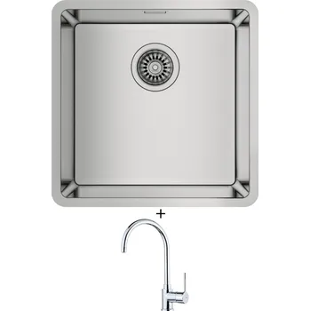 Nerezový dřez Dřez pod desku SET Teka BE LINEA RS15 40.40 X nerez + Teka SP 995 CR chrom