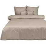 Povlečení bavlněný satén pruhy oříškové 140x200+70x90