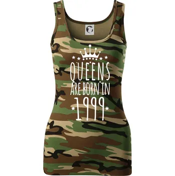 Dámské tričko Queens are born in 1999 - Dámské Maskáčové tílko - XS ( Hnědý maskáč )