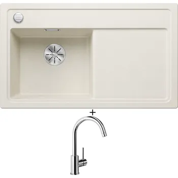 Granitový dřez Granitový dřez SET Blanco ZENAR 45 S bílá soft 527176 + Blanco MIDA chrom 517742