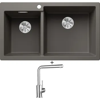 Granitový dřez Granitový dřez SET Blanco PLEON 9 šedá vulkán 527325 + Blanco MILA chrom 519414