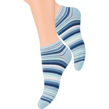 Dámské ponožky Dámské kotníkové ponožky se vzorem proužků 052/38 STEVEN Barva/Velikost: tyrkys světlá / 35/37