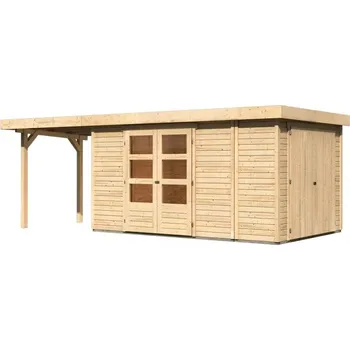 Zahradní domek KARIBU HOLZTECHNIK dřevěný domek KARIBU RETOLA 6 + přístavek 240 cm (82968) natur LG3385