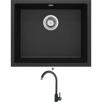 Granitový dřez Granitový dřez SET Deante CORDA ZQA G10C černá metalická + Aquastone AQ 4561 černá metalická