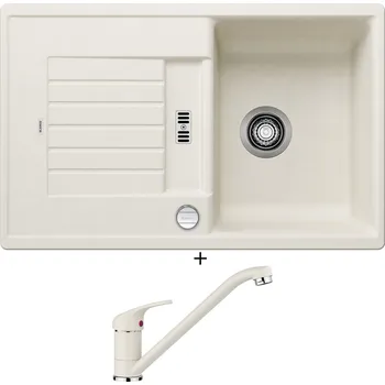 Granitový dřez Granitový dřez SET Blanco ZIA 45 S bílá soft + excentrické ovládání + Blanco DARAS bílá soft 526935