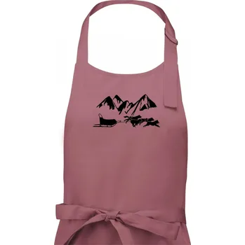 Kuchyňská zástěra Psí spřežení hory - Pánská zástěra na vaření - Univerzální velikost ( Starorůžová )