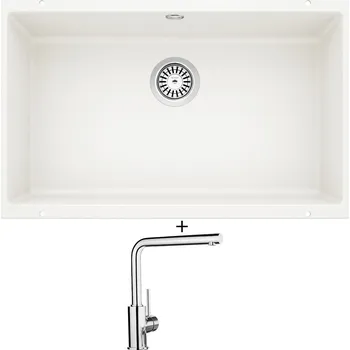 Granitový dřez Dřez pod desku SET Blanco ROTAN 700 U bílá 521346 + Blanco MILA chrom 519414
