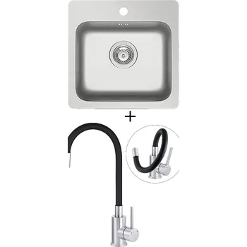 Nerezový dřez Nerezový dřez SET Pyramis ZERIA (46x45) 1B nerez + Deante NEO LUNO BOC B720 nerez