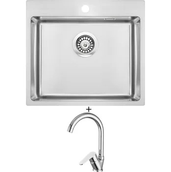 Kuchyňský dřez Nerezový dřez SET Deante OLFATO ZPO 010B nerez + Deante CHABER 062 M chrom