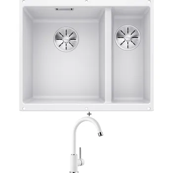 Granitový dřez Dřez pod desku SET Blanco SUBLINE 340/160 U bílá 523552 + Blanco MIDA bílá 519418