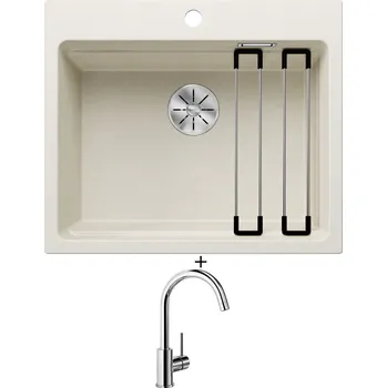 Granitový dřez Granitový dřez SET Blanco ETAGON 6 bílá soft 527076 + Blanco MIDA chrom 517742