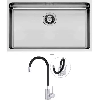 Nerezový dřez Dřez pod desku SET Pyramis LYDIA (70x40) 1B nerez + Deante NEO LUNO BOC B720 nerez