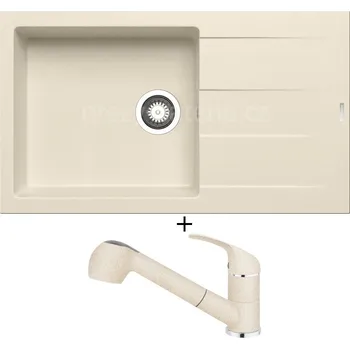 Granitový dřez SET Pyramis ATHLOS (86X50) 1B 1D PLUS vanilka + Pyramis FIDO vanilka