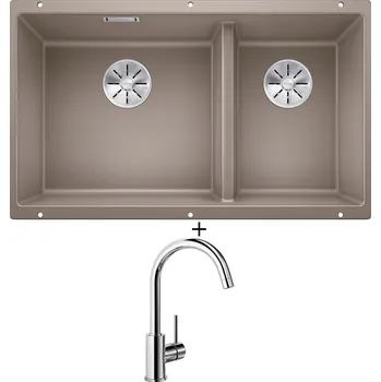 Dřez pod desku SET Blanco SUBLINE 430/270-U tartufo 523158 + Blanco MIDA chrom 517742