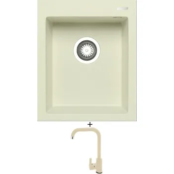 Granitový dřez SET Pyramis ISTROS (41x50) 1B vanilka + Pyramis SILVIO vanilka