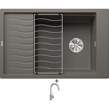 Granitový dřez Granitový dřez SET Blanco ELON XL 6 S šedá vulkán 527252 + odkapová mřížka + Blanco MIDA-S chrom 521454