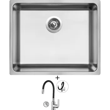 Nerezový dřez Nerezový dřez SET Sinks BLOCK 540 V 1mm kartáčovaný + Kuchinox ELZA BKE 762D chrom/černá