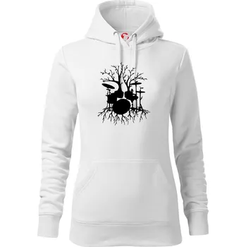 Dámská mikina Bubeník strom - Mikina dámská Cape s kapucí - S ( Bílá )