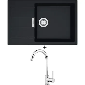 Kuchyňský dřez Tectonitový dřez SET Franke S2D 611-78 XL černá + Deante ASTER 062 M chrom