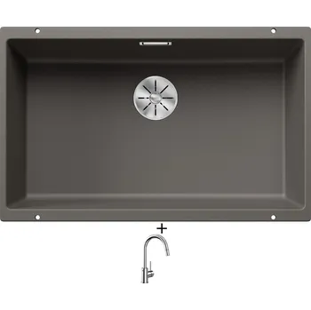 Granitový dřez Dřez pod desku SET Blanco SUBLINE 700 U šedá vulkán 527356 + Blanco MIDA-S chrom 521454