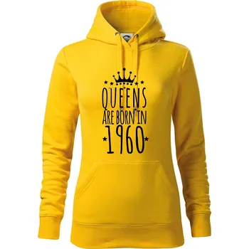 Dámská mikina Queens are born in 1960 - Mikina dámská Cape s kapucí - L ( Žlutá )