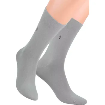 Pánská móda Pánské oblekové ponožky se vzorem kosočtverce 056/3 STEVEN Barva/Velikost: šedá světlá / 42/44