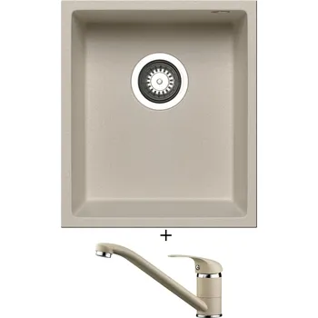 Granitový dřez Granitový dřez SET Pyramis TETRAGON (34x40) 1B béžová + Pyramis ASALIA béžová