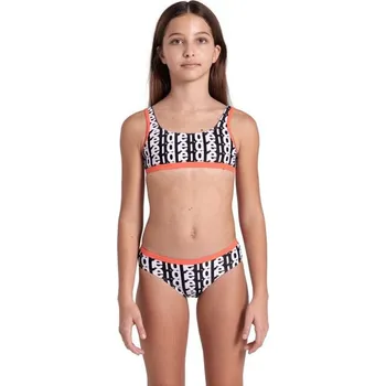 Dívčí plavky ARENA - DÍVČÍ DVOUDÍLNÉ PLAVKY MONOGRAM BIKINI BRALETTE ČERNO - ORANŽOVÉ 00732910010-11Y