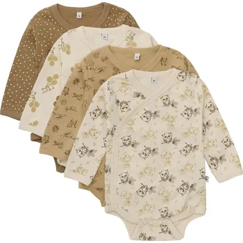Kojenecký body BODY PIPPI ZAVINOVACÍ 4 KS, S PUNTÍKY A SOVIČKAMI, WHITECAP GRAY Velikost: 68