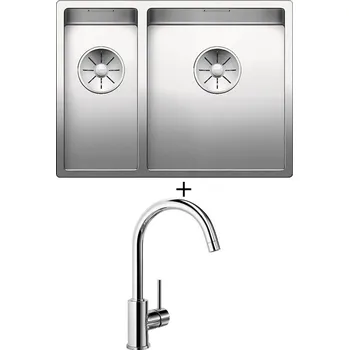 Nerezový dřez Dřez pod desku SET Blanco CLARON 340/180-U nerez hedvábný lesk 521610 + Blanco MIDA chrom 517742