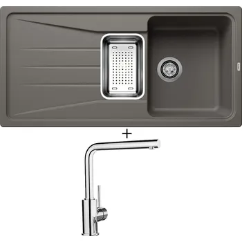 Granitový dřez Granitový dřez SET Blanco SONA 6 S šedá vulkán + nerezová miska + Blanco MILA chrom 519414