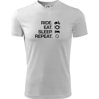 Pánská móda Ride Eat Sleep Repeat moto skútr - Pánské triko Fantasy sportovní (dresovina) - XL ( Bílá )