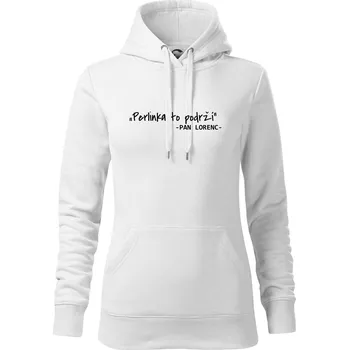 Dámská mikina Stavíme svépomoci - Perlinka to podrží - Mikina dámská Cape s kapucí - L ( Bílá )