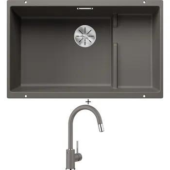 Granitový dřez Dřez pod desku SET Blanco SUBLINE 700 U Level šedá vulkán 527355 + Blanco MIDA-S šedá vulkán 526967